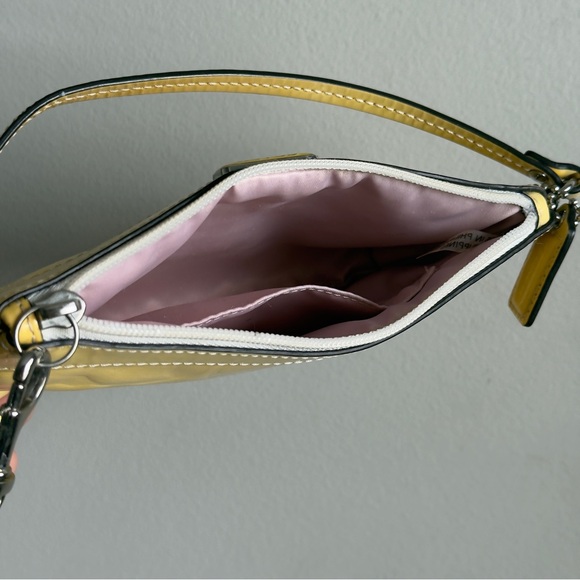 ❌SOLD❌Coach Patent Leather Mini Shoulder Bag – Yellow Embossed Monogram - Picture 5 of 5